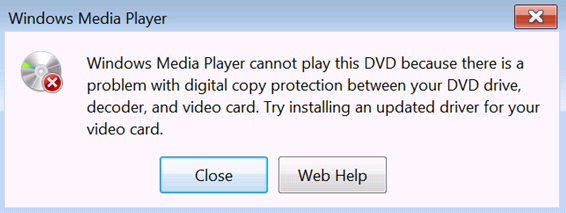 Komunikat błędu Windows Media Player
